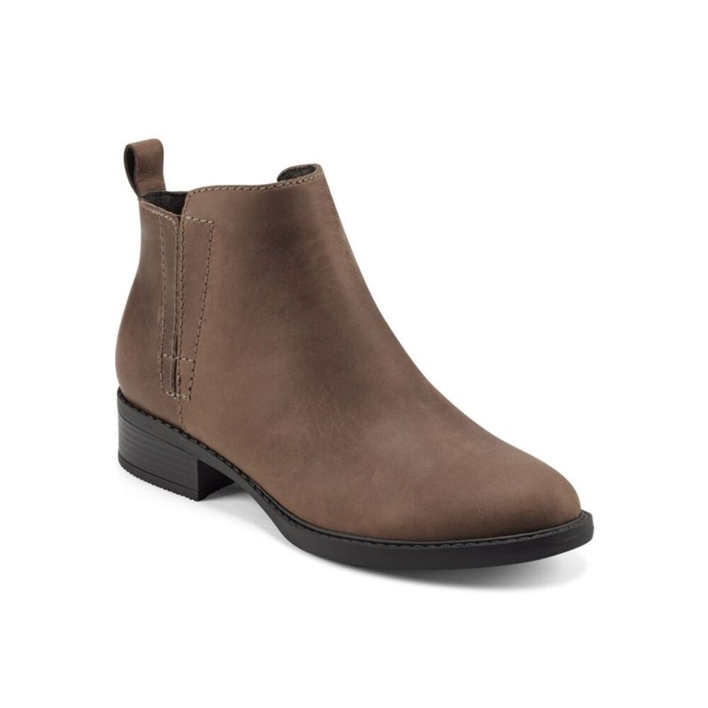 EASY SPIRIT Womens Brown Larime Round Toe Block Heel Leather Booties 7 M
